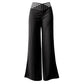 Pantalon décontracté pour femmes à taille haute et jambes larges