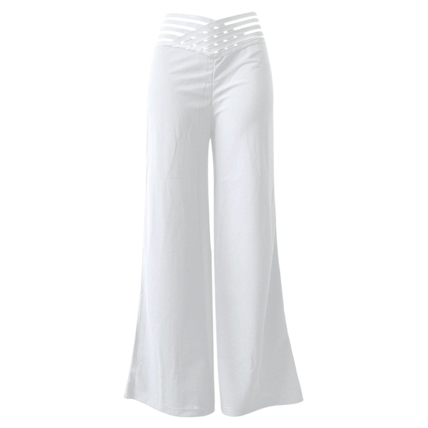 Pantalon décontracté pour femmes à taille haute et jambes larges
