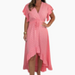 Women's Resort Style V-Neck Polka Dot Ruffle Sleeve Dress