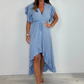Women's Resort Style V-Neck Polka Dot Ruffle Sleeve Dress