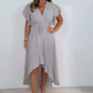 Women's Resort Style V-Neck Polka Dot Ruffle Sleeve Dress