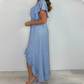 Women's Resort Style V-Neck Polka Dot Ruffle Sleeve Dress