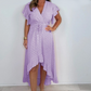 Women's Resort Style V-Neck Polka Dot Ruffle Sleeve Dress
