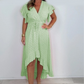 Women's Resort Style V-Neck Polka Dot Ruffle Sleeve Dress