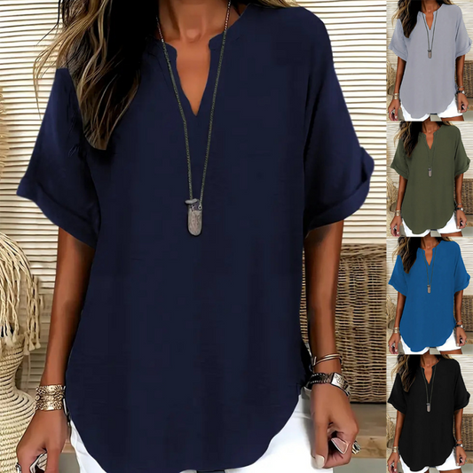 🌸Soldes d'été : 50 % DE RÉDUCTION 👕 Haut à manches courtes uni et ample, très tendance