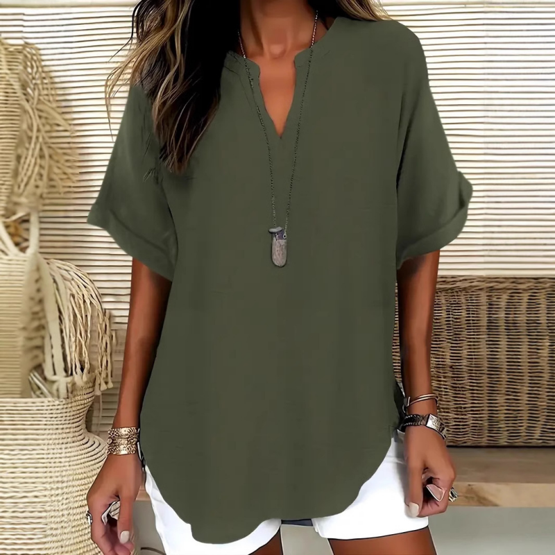 🌸Soldes d'été : 50 % DE RÉDUCTION 👕 Haut à manches courtes uni et ample, très tendance