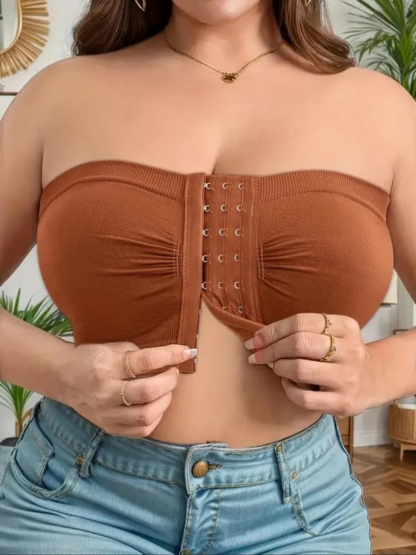 Soutien-Gorge Sans Bretelles à Fermeture Frontal Respirant pour Tailles Plus