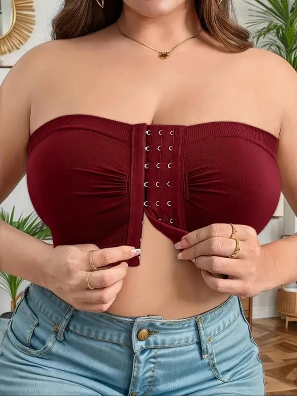 Soutien-Gorge Sans Bretelles à Fermeture Frontal Respirant pour Tailles Plus