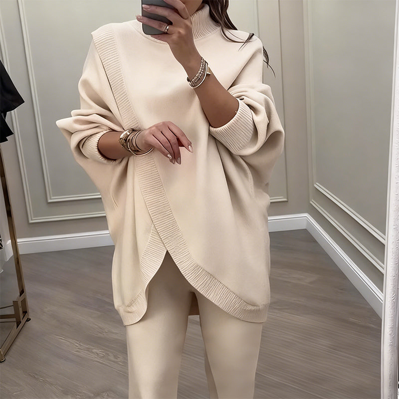 🔥Ensemble 2 pièces femme👚Pull asymétrique + pantalon large (livraison gratuite)