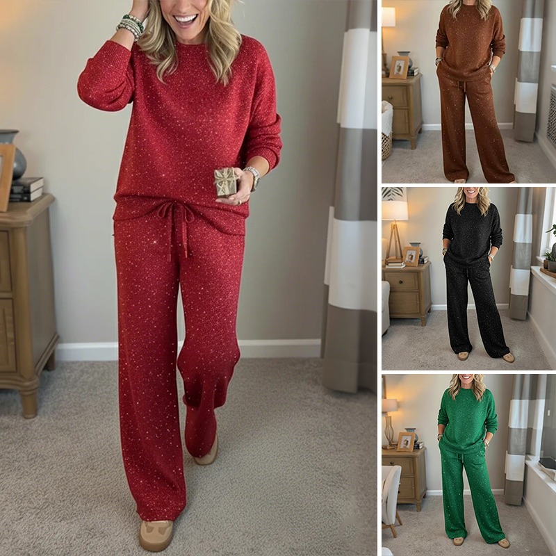 📢📢50 % de réduction !!!🎅Ensemble 2 pièces pour femme comprenant un pull à paillettes et un pantalon