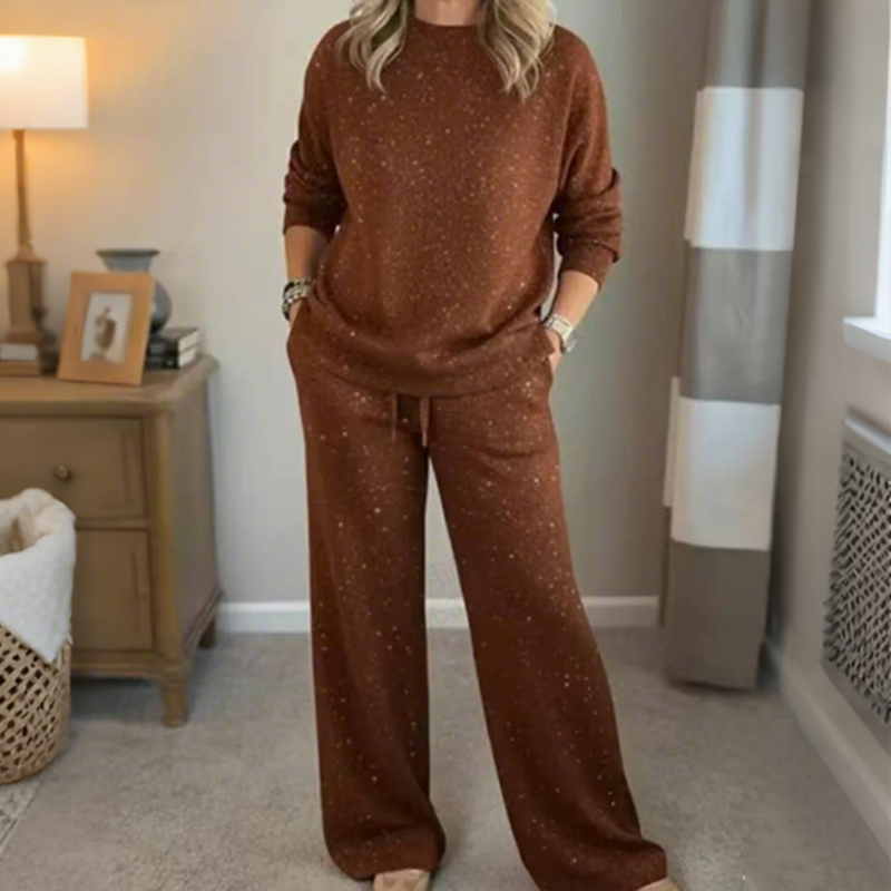 📢📢50 % de réduction !!!🎅Ensemble 2 pièces pour femme comprenant un pull à paillettes et un pantalon