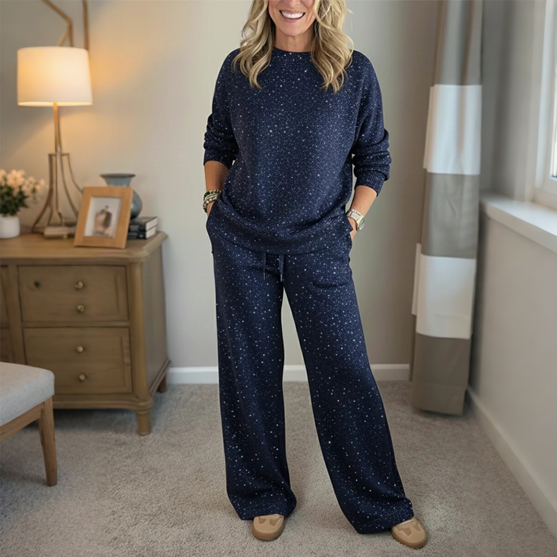 📢📢50 % de réduction !!!🎅Ensemble 2 pièces pour femme comprenant un pull à paillettes et un pantalon
