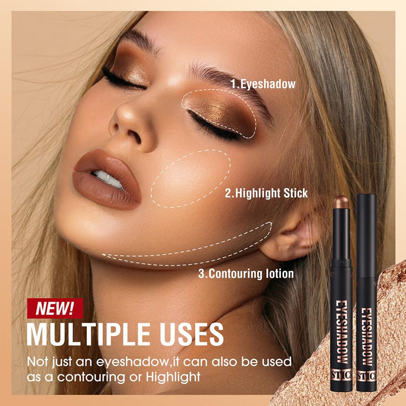 🎁✨8 couleurs de fards à paupières pailletés en stick, waterproof, longue tenue et multi-usage