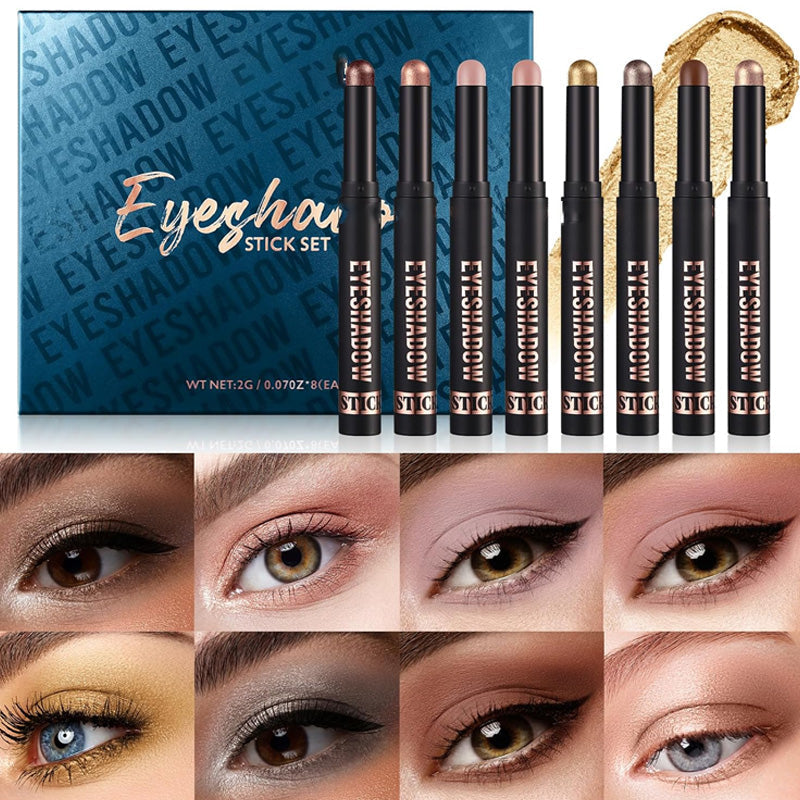 🎁✨8 couleurs de fards à paupières pailletés en stick, waterproof, longue tenue et multi-usage