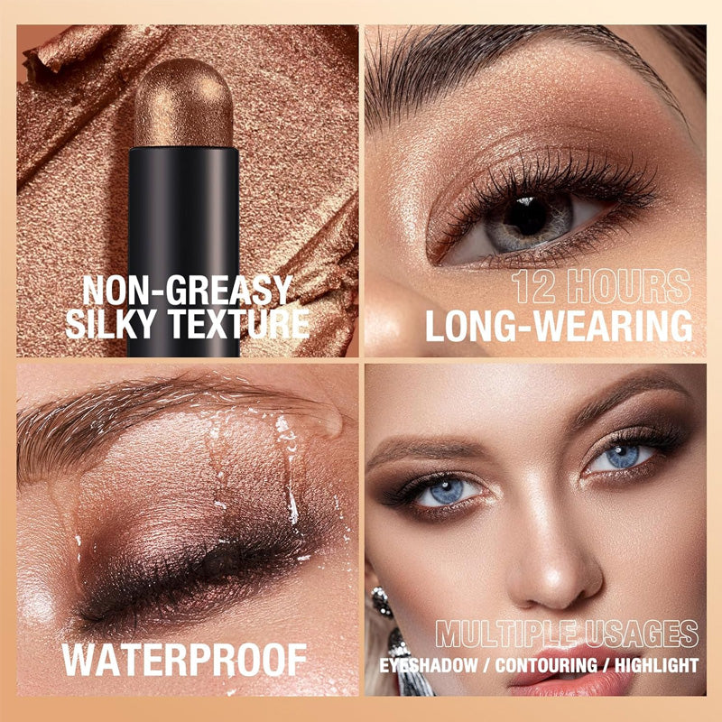 🎁✨8 couleurs de fards à paupières pailletés en stick, waterproof, longue tenue et multi-usage