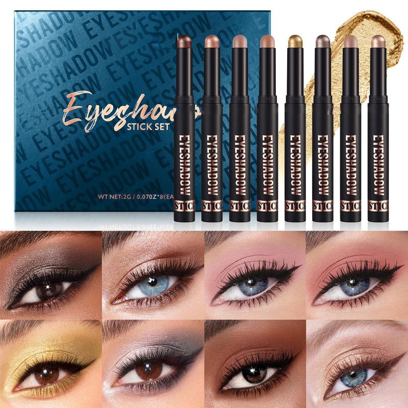 🎁✨8 couleurs de fards à paupières pailletés en stick, waterproof, longue tenue et multi-usage