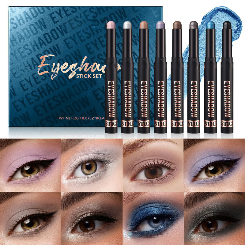 🎁✨8 couleurs de fards à paupières pailletés en stick, waterproof, longue tenue et multi-usage