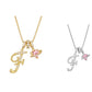 Initial Letter Necklace with Pink Heart Charm