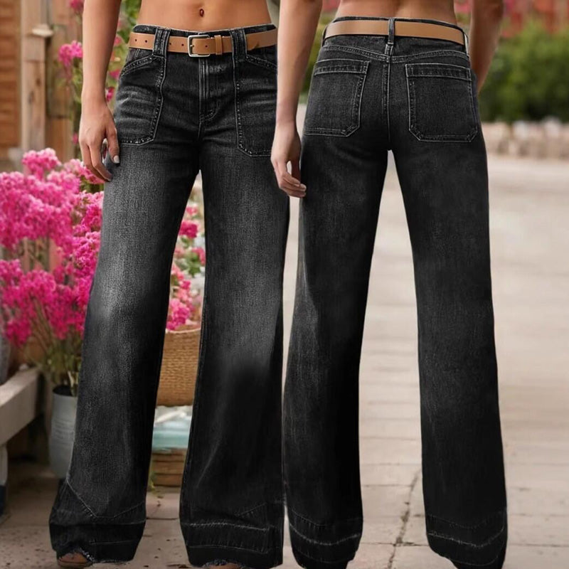📢📢60 %  DE RÉDUCTION !! ⏰Jean évasé rétro pour femme avec poches