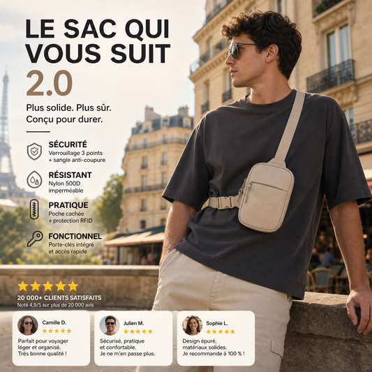 🎒 Sac banane de voyage 2.0 | Léger et pratique pour vos déplacement