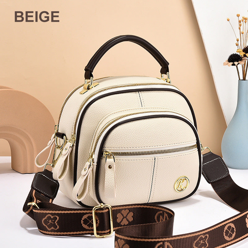 Sac classique multifonctionnel à compartiments, à bandoulière large et réglable, en cuir de PU